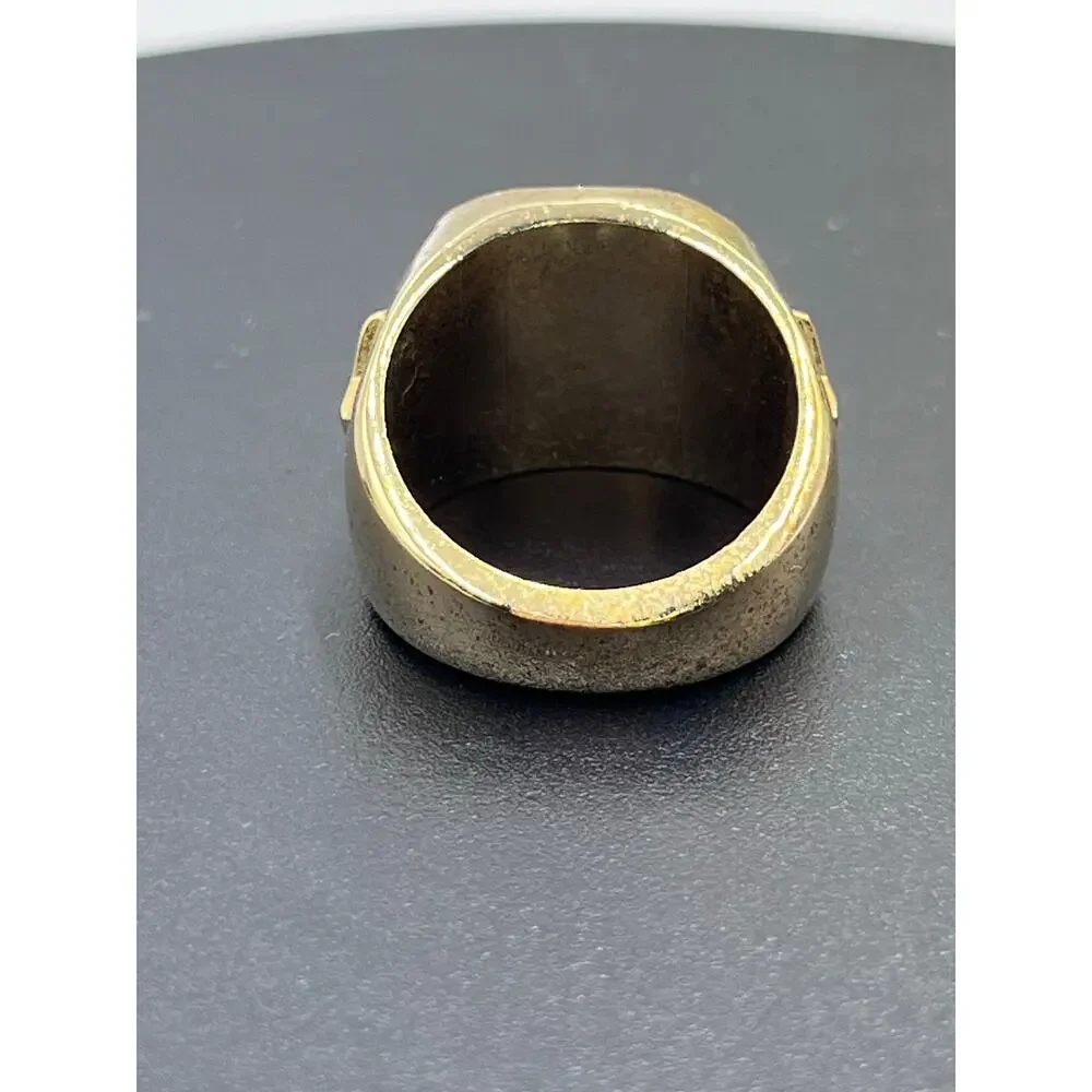 Gold Black Enamel Champions‎ Award Baseball Ring with 3D Design Sz 9 3/4